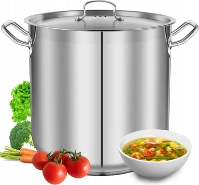 Immagine prodotto di Pentola per zuppa Nutrichef 38L, pentola di cottura grande, pentola per induzione, 52cm- pentola in acciaio inox con coperchio, pentola di cottura- - per stufati e zuppe, pentola di grande capacità, Gemma