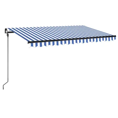 Produktbild von vidaXL Markise Manuell Einziehbar mit LED 400x300 cm Blau und Weiß