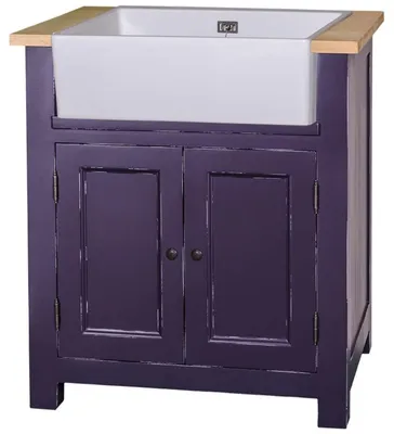 Produktbild von Casa Padrino Landhausstil Spültisch / Spülenschrank Antik Lila / Naturfarben 81 x 65 x H. 90 cm - Shabby Chic Küchenschrank mit 2 Türen
