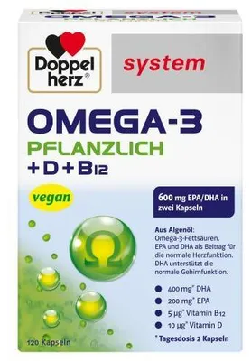 Zdjęcie produktu dla Double Heart Omega-3 Vegetable System Capsules 120 kapsułek