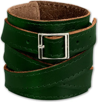 Image de SilberDream bracelet en cuir -vachette tannée- bijoux de bras vert hommes LA1302G