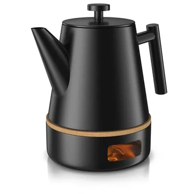 Produktbild von Arendo Teekanne mit Stövchen & Sieb, Teebereiter Edelstahl für losen Tee, Teefilter, Teesieb, 1l, Siebeinsatz Edelstahl, 1000ml, Doppelwandige Thermisolierung, spülmaschinengeeignet