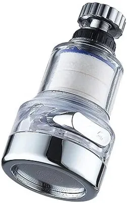 Produktbild von PolkaHome® 360° Drehbare Wasserfilterarmatur mit 6 PP-Baumwollfilterelementen – Universell für Küche und Bad, Schwarz