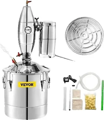 Obrázek produktu pro Destilátor na vodu a líh, objem 70 l, nerezová ocel 304, teploměr v balení, vysoká čistota výstupu, odolná konstrukce
