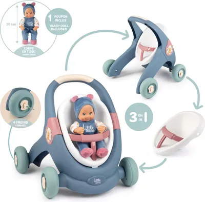 Image de Smoby Little Pushchair 3in1 Poussette + Baby Doll