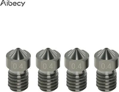 Zdjęcie produktu dla Aibecy – zestaw 4 dysz ze stali hartowanej o średnicy 0,4 mm do filamentu 1,75 mm do drukarek 3D
