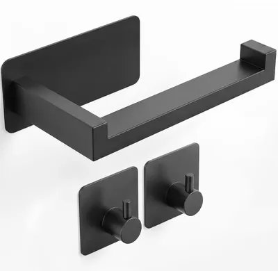 Imagen del producto de Soporte para papel higiénico - Adhesivo - Acero inoxidable - - Con 2 ganchos