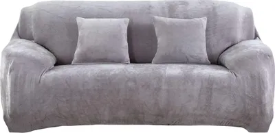 Produktbild von Sofabezug aus Samt, 4-Sitzer, 235–300 cm, elastisch, staubdicht, weich, dick, Grau
