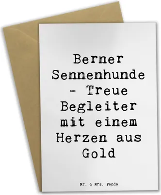 Produktbild von Mr. & Mrs. Panda neujahrskarte Spruch Berner Sennenhund Herz - Weiß - Geschenk, Hunderassen Eigenschaften, Grußkarten, hochzeitskarten, enge Freunde, Vielfalt, Hunderasse