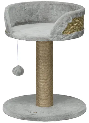 Immagine prodotto di Albero per gatti con cuccia e pallina giocattolo | Colore: Grigio, Marrone | Dimensioni: 40x40x49 cm