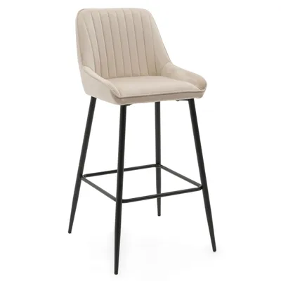 Produktbild von NEW HOME Barhocker PASSO gepolsterter für Wohnzimmer Esszimmer Glamour - beige - moderne Samt Velours Möbel