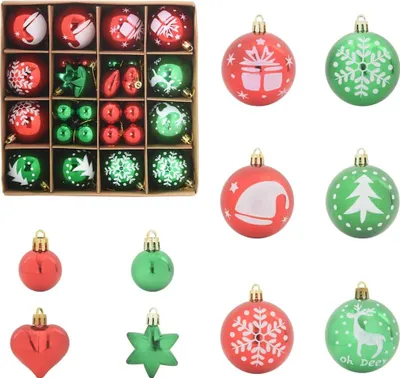 Image de Lot de 40 boules de Noël vidaXL, rouges et vertes, en plastique