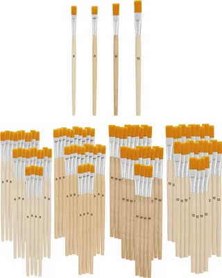 Produktbild von VBS XXL Flachpinsel Set 100 Stk Synthetikhaar Sortiert für Malerei und Kunst