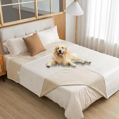 Obrázok produktu pre Podložka pre psov, chráni, je vodeodolná, vhodná na pranie, farba: béžová, rozmery: 100 x 120 cm
