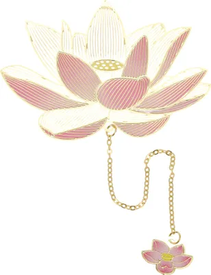 Produktbild von Buchzeichen, Langlebige Metall-Buchzeichen, Blumenform-Lesezeichen für Bücherliebhaber Zuhause Lesen, Goldton Pink