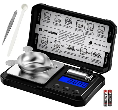 Produktbild von Milligrammwaage Feinwaage Taschenwaage - 50 g - 0,001 g - LCD mit Hintergrundbeleuchtung - Tarierfunktion - Eichgewicht 50 g