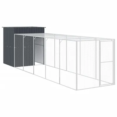 Zdjęcie produktu dla vidaXL Klatka dla kurczaków z wybiegiem antracyt 165x659x181 cm Stal ocynkowana