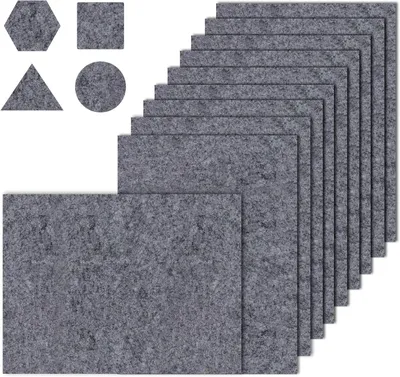 Produktbild von Selbstklebende Filzgleiter zum Zuschneiden I 10 Stück 16 x 20 cm - 4 mm I Filzgleiter für Stühle I Hochwertiger Nadelfilz I Stuhlgleiter Klebefilz, DIY (Grau)
