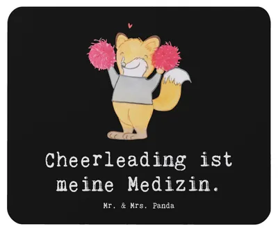 Produktbild von Mr. & Mrs. Panda Mousepad Fuchs Cheerleader - Schwarz - Geschenk, Turn Club, Mauspad, Cheerleading, Mouse Pad, Turniere, pc, laptop, Turnen, computer