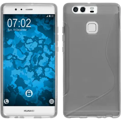 Produktbild von PhoneNatic Case kompatibel mit Huawei P9 - grau Silikon Hülle S-Style + 2 Schutzfolien
