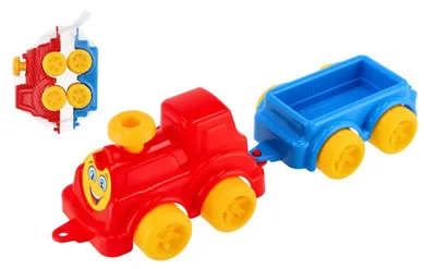 Obrázok produktu pre Lokomotíva/vlak s vagónom, 41 cm, plast, v sieťovanej taške, 21 x 13 x 22 cm, od 12 mesiacov