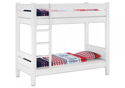 Produktbild von Stockbett für Erwachsene weiß 90x200 mit großer Nische Zubehör wählbar V-60.16-09WRollrost und Matratze inkl.