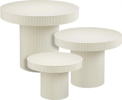 Zdjęcie produktu dla Mica Decorations Lux stolik pomocniczy – zestaw 3 sztuk – zestaw stolików kawowych – stolik kawowy – stoliki pomocnicze do salonu – 80 x 43 x 40 cm – żelazo – kolor złamanej bieli