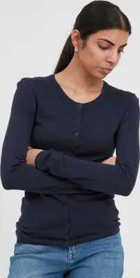 Produktbild von ICHI IHMAFA ROUND CA Damen Strickjacke Feinstrick Cardigan Strickcardigan Feinstrickjacke mit Knopfleiste Slim-Fit