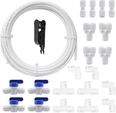Produktbild von Universal Wasserhahn 10 m - Wasserhahn-Anschlussset - 24 Stücke - Wasserfilter-Anschluss - Mit Schlauchverschluss - Hochwertige Materialien - Wasseranschluss