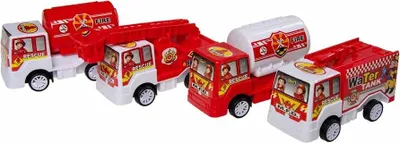 Produktbild von 4 Stück Mini Feuerwehrauto Spielzeug - ca. 9 cm