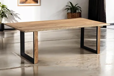 Produktbild von Esstisch Baumkante Akazie Natur 300 x 100 cm U-Gestell  aus Metall + Holz MELBOURNE