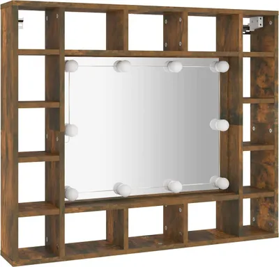 Obrázok produktu pre vidaXL Zrkadlová skrinka s LED diódou Smoked Oak 91x15x76,5 cm