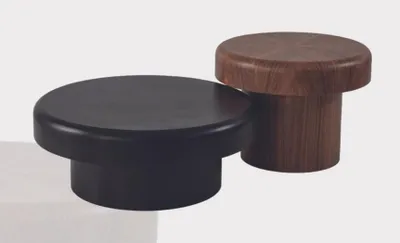Produktbild von Designer Rundtisch Set Braun-Schwarzer Kaffeetisch Wohnzimmertisch Neu