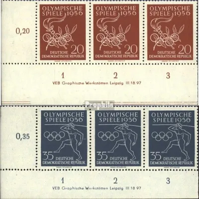 Produktbild von Briefmarken DDR 1956 Mi 539DV-540DV mit Druckvermerk (kompl.Ausg.) gestempelt Olympische Sommerspiele