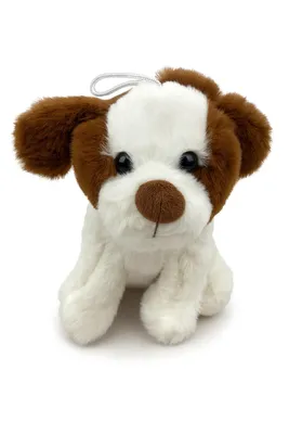Produktbild von Kuscheltier Hund 18 cm sitzend weiß-braun – Weiches Plüschtier, kleines Stofftier