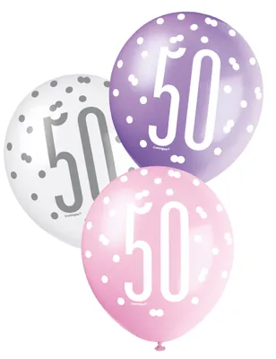 Produktbild von 6er Mix 50. Geburtstag Ballons Pink 30cm