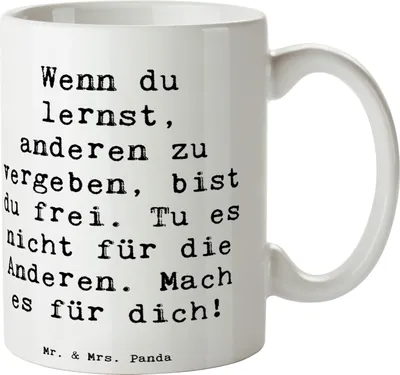 Produktbild von Mr. & Mrs. Panda Pott Spruch Vergebung Freiheit - Weiß - Geschenk, Teetasse, Tasse, Kaffeebecher, Selbstvergebung, Zitat, Trinkbecher, Gefühl, Gefühle, Teepott, Loslassen