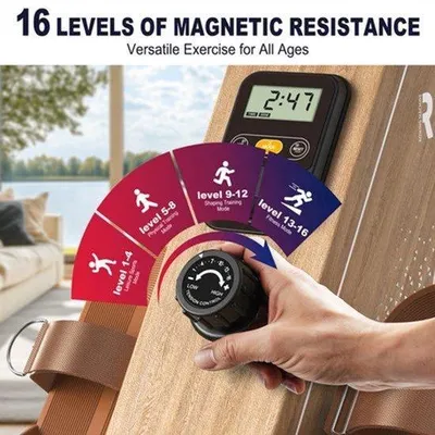 Productafbeelding van Roeitrainer Magnetisch - 16 Weerstandsniveaus - 150 kg Max Belastbaar - Met Bluetooth Monitor - Cardiotraining Fitnessapparaat