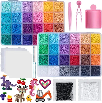 Productafbeelding van 26000 stuks strijkkralen set, 2,6 mm 48 kleuren met opbergdoos, DIY steekkralen kit