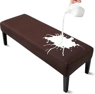 Produktbild von Famanu Stuhlhusse für Esszimmerbank - elastisch, wasserabweisend, Jacquard (reine Kaffee)