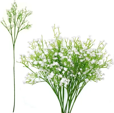 Produktbild von oCreon Gipskruid - 9 Stelen mit 27 Zweigen Kunstblümchen für Hochzeit & Tischdekoration