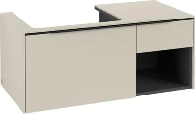 Image de Villeroy & Boch Subway 3.0 armoire sous lavabo, 2 tiroirs, lavabo à gauche, élément d'étagère en bas à droite, 1001x422,5x516mm, C57201VN