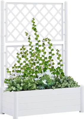 Produktbild von "2026 Promotion" Hochbeet - Pflanzkübel - mit Spalier 100x43x142 cm - PP Weiß   - Beete CC8222