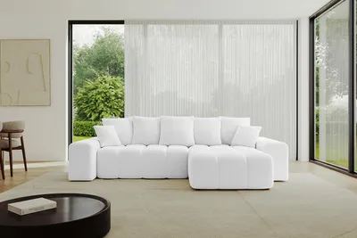 Produktbild von ALTDECOR Ecksofa mit Schlaffunktion und Bettkasten ENIL-L 297x189x68 cm  Weiß - Corner Sofa Eckcouch Couch L-Form  Schlafcouch Ausziehbar Wohnlandschaft