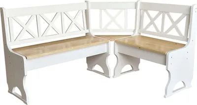 Produktbild von Weiße Eckbank II aus Kiefernholz mit lackiertem Sitzplatz 120 x 120 cm