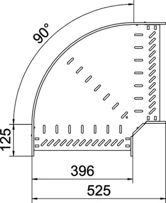 Produktbild von OBO Bogen 90° für Kabelrinne, horizontal, 60x400, Stahl, bandverzinkt, 1 Stk.