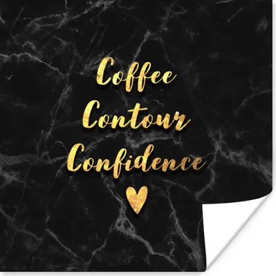Produktbild von MuchoWow® Poster Zitat - Kaffee - Gold - Marmor 75x75 cm - Wand Dekoration