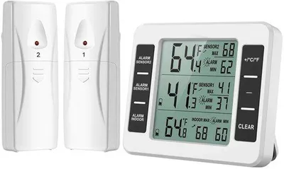Produktbild von Digitale Temperaturmessgerät, intern, wasserdicht, mit 2 drahtlosen Sensoren.