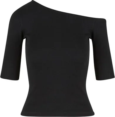 Produktbild von Urban Classics Langarmshirt Damen Ladies Organic Asymmetric Rib Tee schwarz S