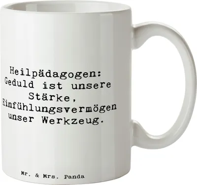 Produktbild von Mr. & Mrs. Panda Tasse Spruch Heilpädagogin Geduld - Weiß - Geschenk, Begleitung, Bedruckte, Kaffeetasse, Beruf, kreative Geschenke, berufliche Hingabe, Berufspassion